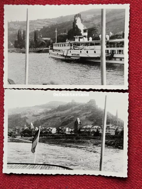 2 x Foto, Dampfer Vaterland vor Bacharach 02.07.1950 (G-0711-17)