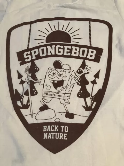 Sponge Bob Nickelodeon T Shirt Back To Nature SIZE SMALL Beige EUC 2