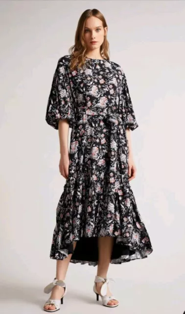 TED BAKER Black Angello Oversized Midaxi Dress RRP £295.00