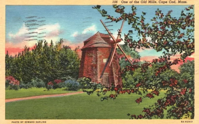 Cape Cod MA-Massachusetts,1950 One of the Old Windmills Orleans Vintage Postcard