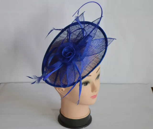A Stunning  Royal Blue Large Headband  Hat Fascinator Wedding Ladies Day Race