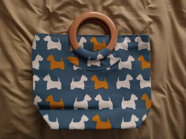 West highland terrier handbag with wooden handle