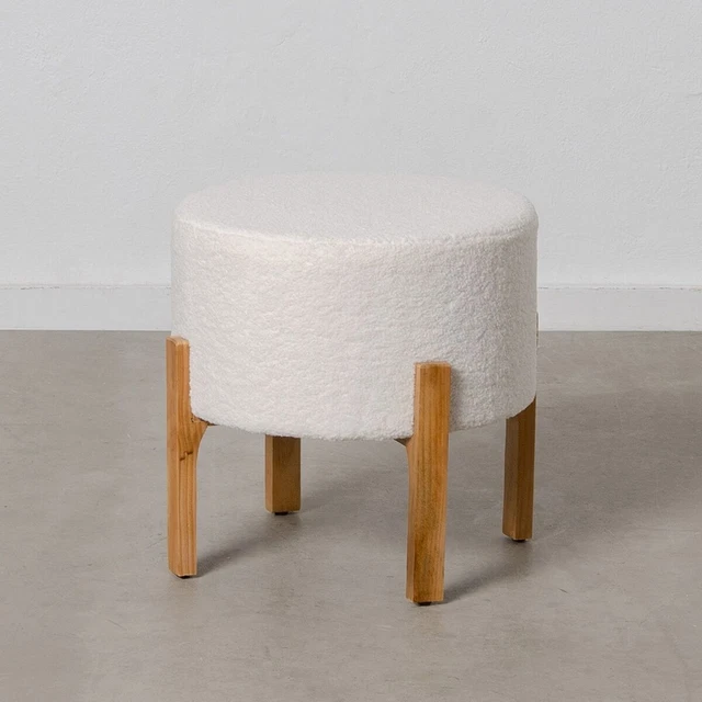 Puff Tessuti Sintetici Beige Legno 46x46cm