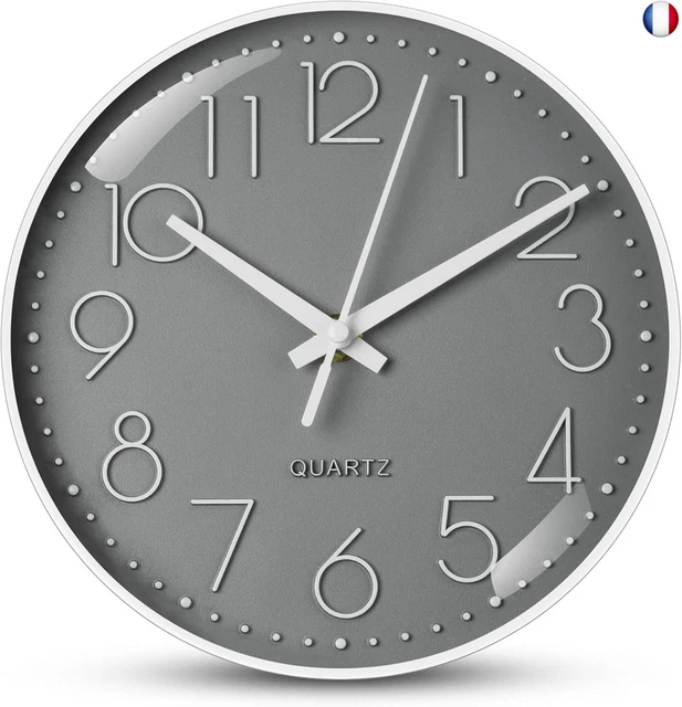 Horloge Murale Moderne Filer II 8.5 Pouces - Finition Nickel Brossé - Neuf