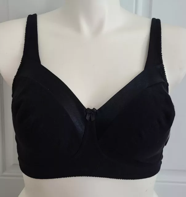 NWT Bestform 5006715 Black Cotton Unlined Wire Free Full Coverage Bra Size 44C