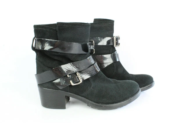 Bottines Tout Cuir et Daim Noir T 38 / UK 5 TRES BON ETAT