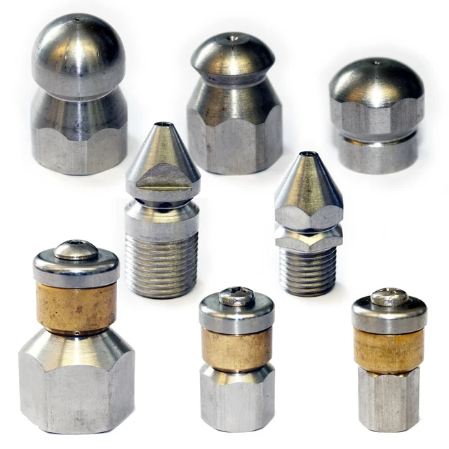 Pressure Washer Drain Cleaning Nozzles 5000PSI Sewer Jetter Nozzle For Pressure Washer - Ball Head Front 1 Rear 3 Pipe Cleaning Tip Sewer Jetter Nozzle Pressure Washer 5000psi Pipe Cleaning
