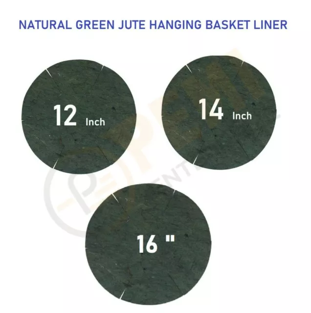12" 14" 16" Natural Green Jute Hanging Garden Basket Liner Round Shaped