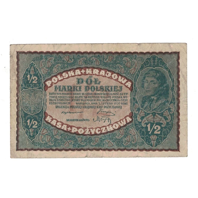 [#148395] Banknote, Poland, 1/2 Marki, 1920, 1920-02-07, KM:30, VF