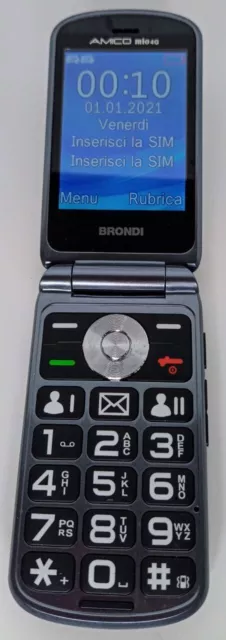 Brondi Amico Mio 4G Tasti Grandi Maxi Display 2.8" Dual Sim Dual Sim Flip Nero