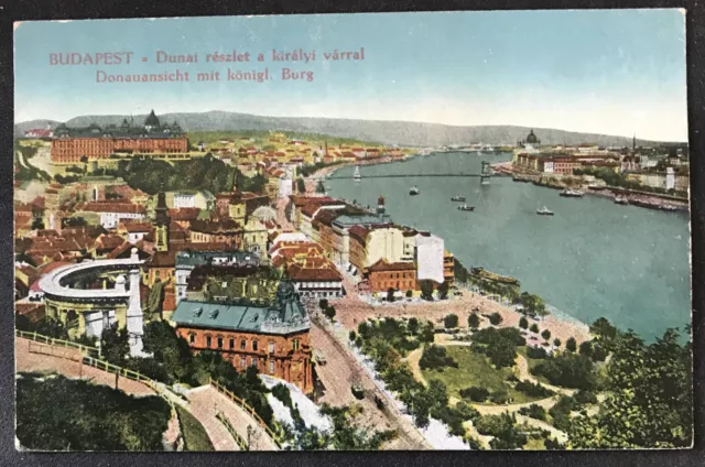 schöne alte GGJ-AK Ungarn / Budapest 1916 „Donau mit königl. Burg“ - postfrisch