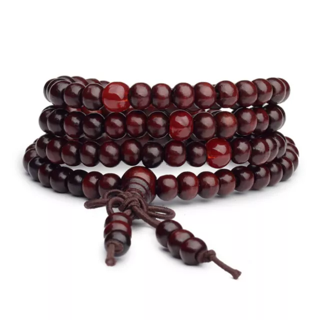 Mala bracelet bois de santal bouddha 108 perles bois prière perles rouge