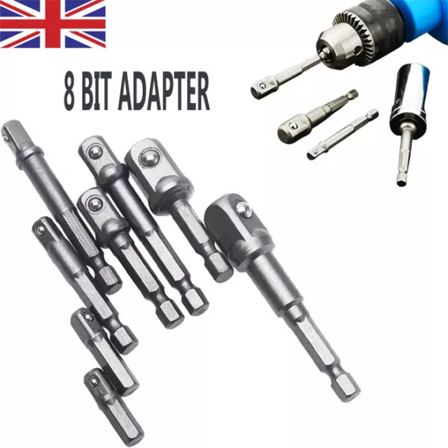 8Pcs Bit Socket Adapter Set Hex Impact Drill Bits Driver Wrench Ectension UK