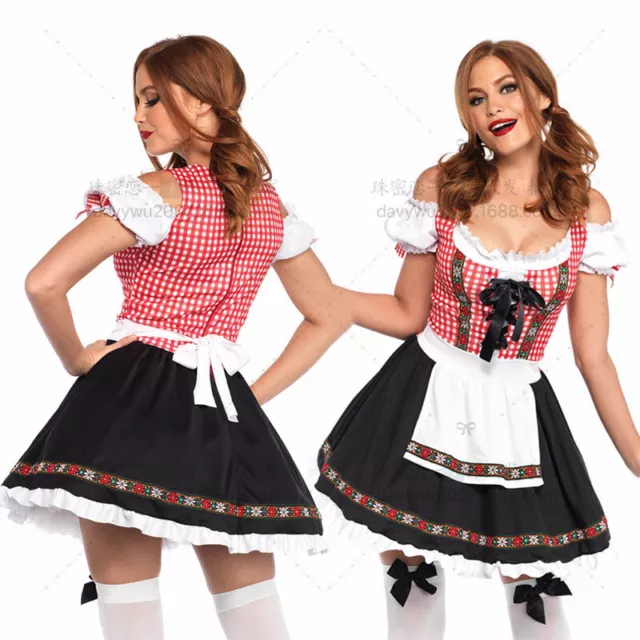 Damen Party Bier Maid Damen Cosplay Kostüm Déguisement A-Linie Jupe $ ˇ