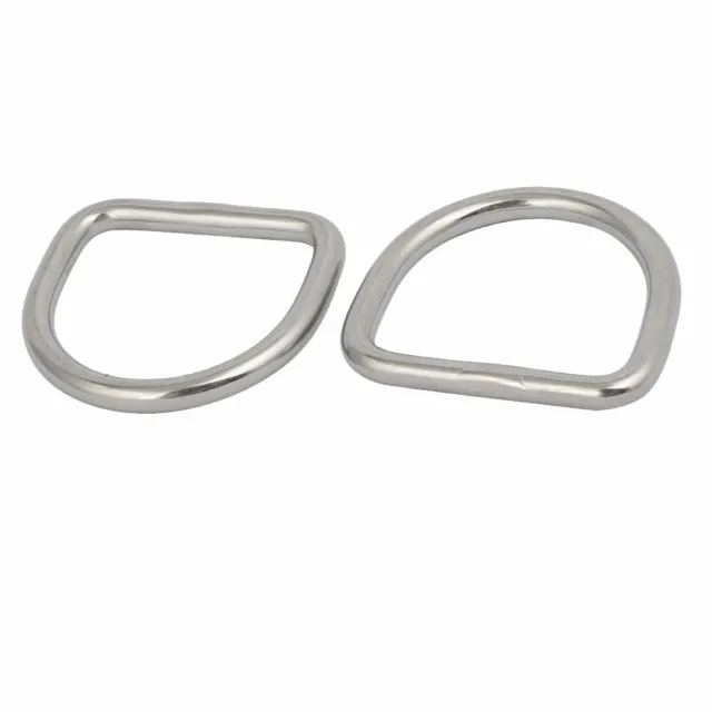 30mmx27mmx4mm 304 Stainless Steel Thickening Welded D Ring Silver Tone 2pcs