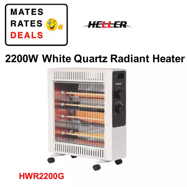 Heller 2200W Electric White Quartz Radiant Heater+2 Heating Setting-HWR2200G