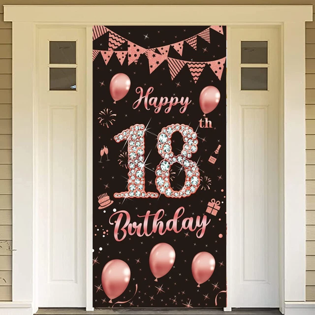 Happy 18th Birthday Backdrop Door Curtain Photo Background Banner 180 x 90cm