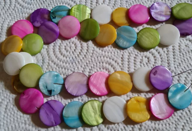 1 Strang Perlmuttperlen, ca.20mm bunte Scheiben