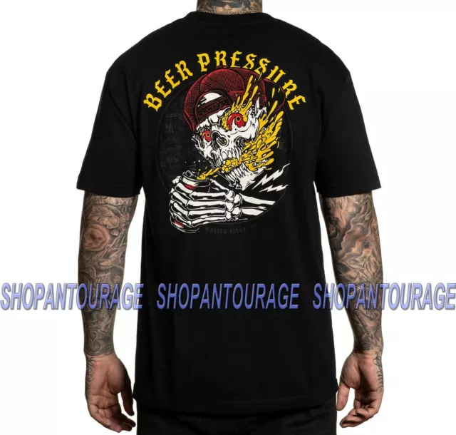 Sullen Birra Pressione SCM3049 Manica Corta Grafico Tattoo Skull T-Shirt da Uomo