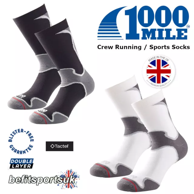 1000 Mile Running Socks Mens Womens Ladies Fusion Sports Crew Blister Walking