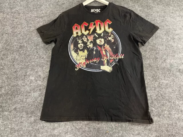 ACDC Shirt Mens Large Black Tee Short Sleeve Music Band Rock Black N83