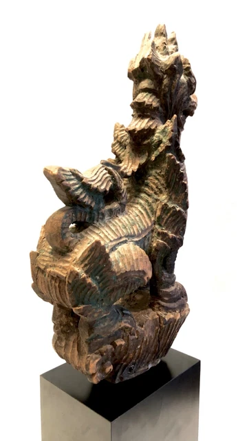 Burmese antique Chinthe mythological figure wood statue 9