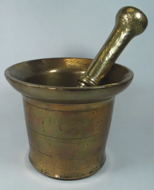grosser, schwerer Bronze-Mörser, wohl 18. Jhd., H-12 cm, Pistel  (271-10219)