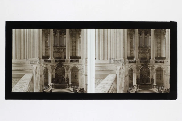 Château de Versailles France Photo B5 stereo Plaque de verre Vintage 1927