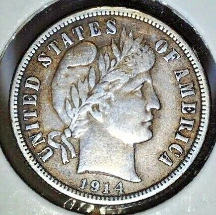 Lot of 3 Barber Dimes - 1914 (EF), 1914d (VF), 1916 (VF)