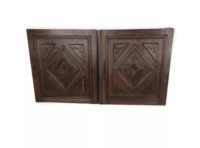 Pair French hand Carved Wood Oak Door Panels Reclaimed Architectural  Antique La