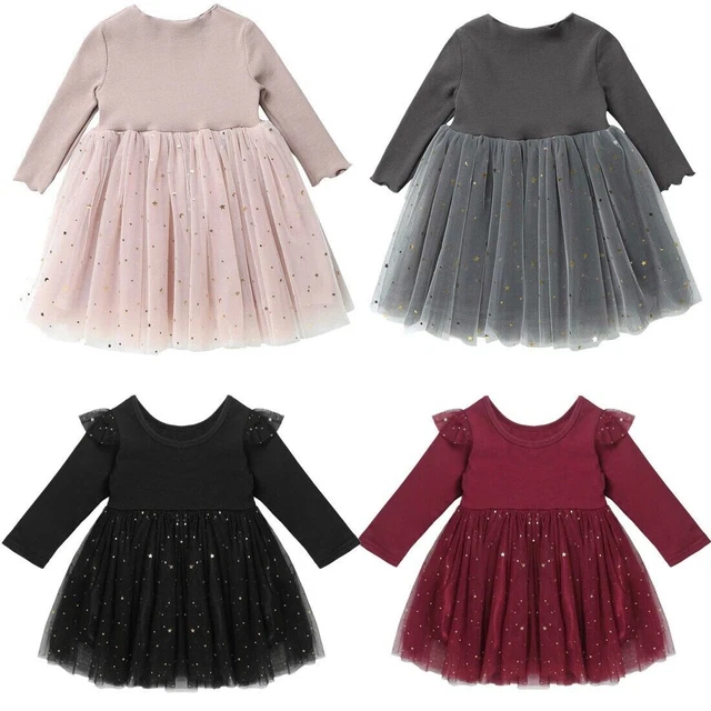 Gonna in rete tulle abito principessa bambina maniche lunghe top tulle vestiti bambini