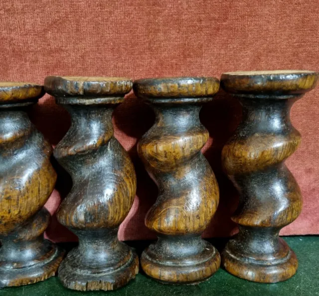 6 Barley twist turned spindle Column Antique french oak architectural salvage 4" 10