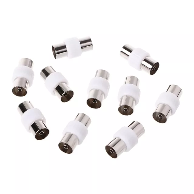 10 Pcs RF FM TV Coaxial Cable TV Female To Female Adapter Connector