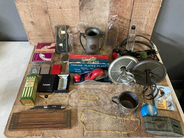 Vintage Estate Junk Drawer Lot Jewelry Knife Sterling Zippo Antiques Necklaces