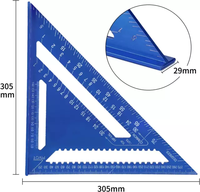 12 Pollici Squadra Da Falegname in Lega Di Alluminio, Righello Triangolo Goniome 3