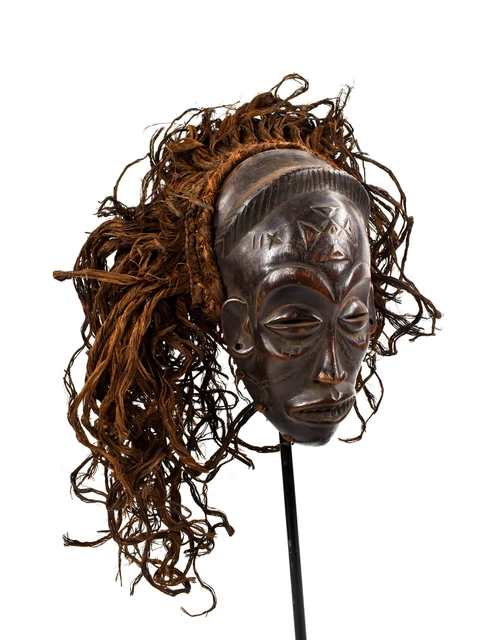 Chokwe Mask Mwana Pwo with Headdress Congo African Art