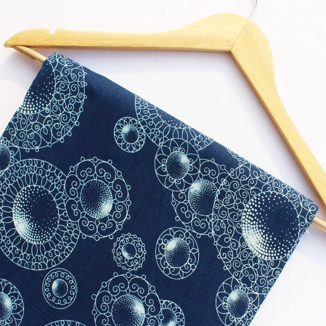 Indien Main Bloc Imprimé Indigo Tissu Coton Couture Robe Matériel 4.6m Tissu En