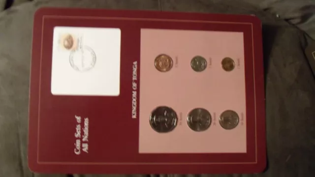 Coin Sets of All Nations Tonga w/card UNC 1, 2, 5, 10, 20, 50 Seniti 1981
