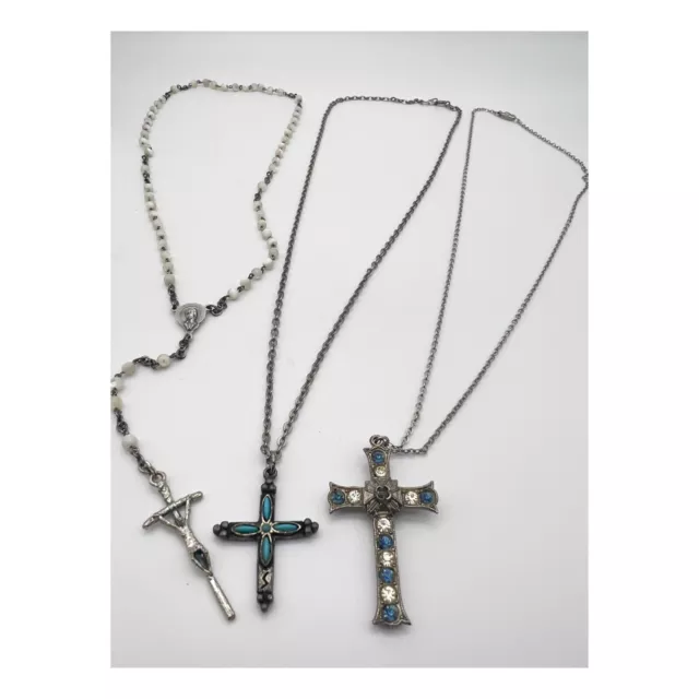 Vintage Rosary & Crucifix Cross  Necklace Catholic Religious Prayer Beads