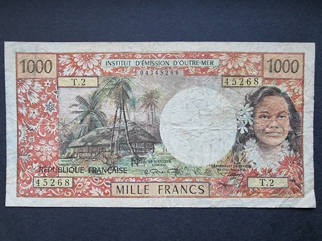 Banknote 1971 New Caledonia 1000 Francs ND Undated, KM:64b note Noumea
