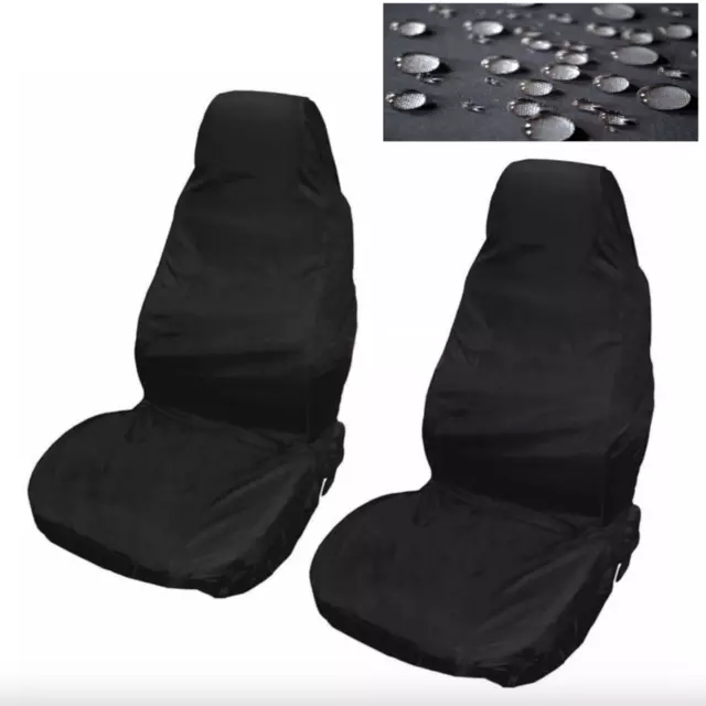 2 Car Seat Covers Waterproof Nylon Front Protectors Black to fit Seat Ibiza leon