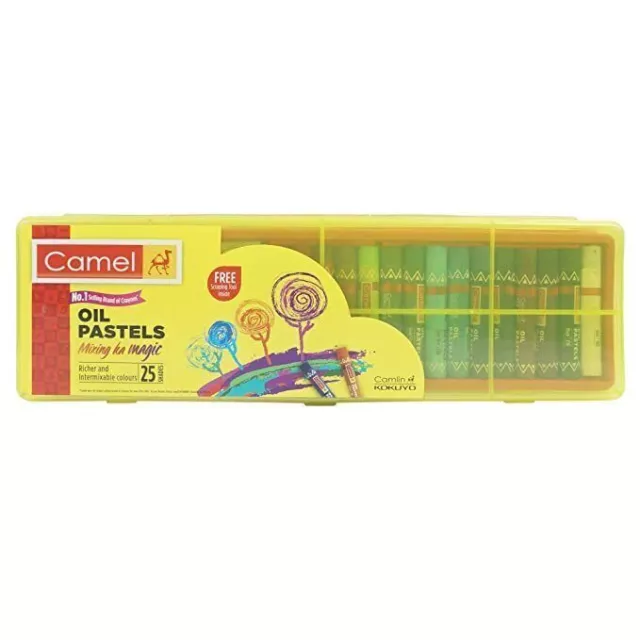 Camel Oil Pastel with Reusable Plastic Box - 25 Shades (1 SET)