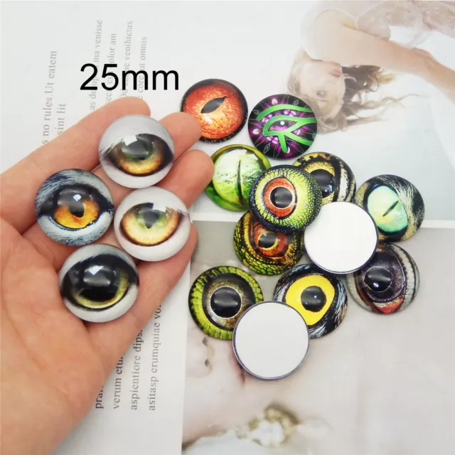 10-50pcs Assorted 6-30mm Dragon Eye Glass Cabochon Flatback Animal Eyeball Craft