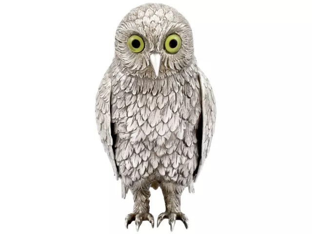 Antique German Sterling Silver Table Owl Circa 1910