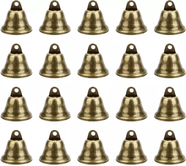Paquete de 20 campanas jingle estilo bronce vintage de 38 mm/1,5", campana artesanal para timbre de perro