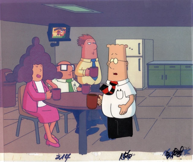 ORIGINAL DILBERT ANIMATION Cel: Giant BEN FRANKLIN CEL on Glossy BG ...