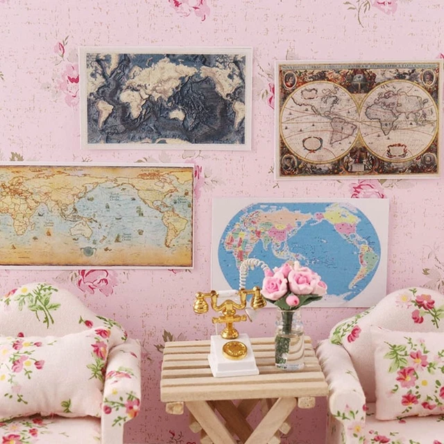 Mini Carte du monde miniature  Décoration de maison de poupée