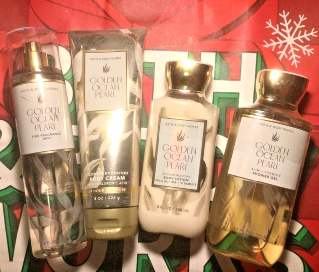 4 Bath & Body Works Golden Ocean Pearls Fragrance Mist Lotion Cream & Shower Gel 4 Bath & Body Works Golden Ocean Pearls Fragrance Mist Lotion Cream & Shower Gel