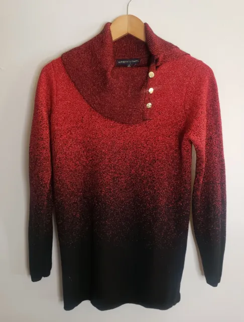 Adrienne Vittadini Sweater Size Medium Red Ombre Glitter Pullover Top