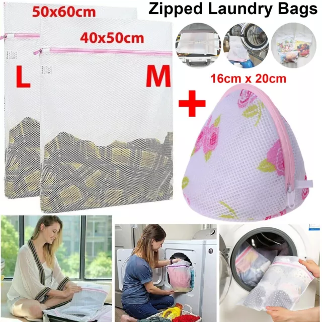 3 x Zipped Laundry Washing Mesh Net Clothes Bra Sox Underwear Machine Wash Bags